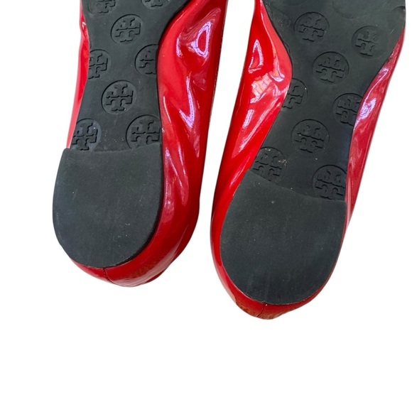 Tory Burch Reva Patent Leather Ballet Flat Shoe Red Size 7.5 - Picture 8 of 9